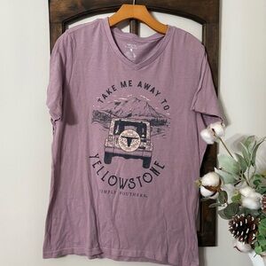 Simply Southern lavender Graphic V-neck Tee-Take Me Away Yellowstone sz L